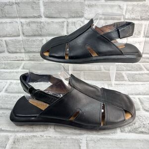 Bacco Bucci Sport Men's Size 10 Black Leather Woven Slip On Fisherman Sandals